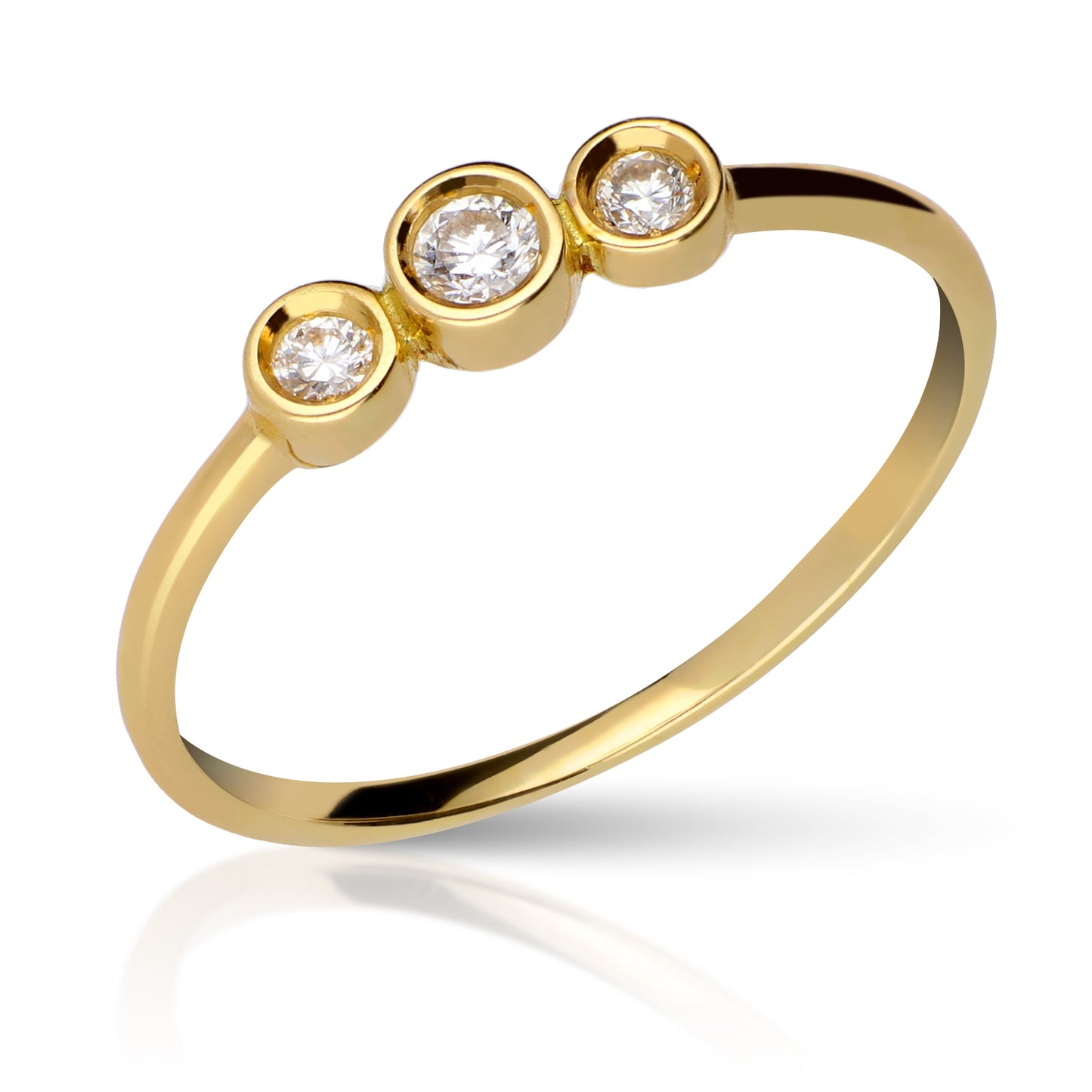 Anillo tres chatones con diamantes naturales