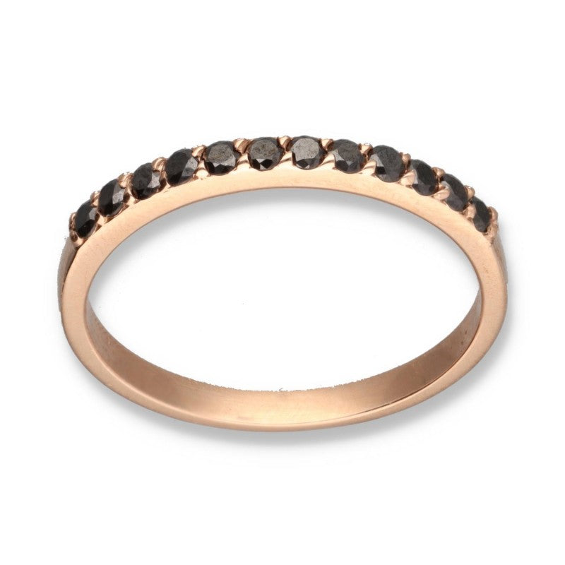 Media alianza oro rosa 9 quilates con diamante black
