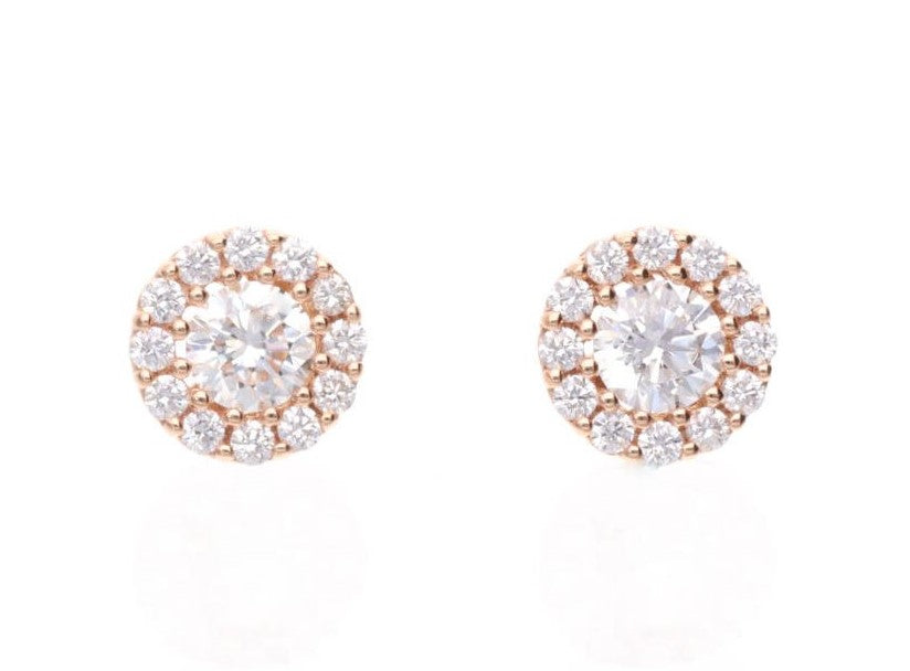 Par de pendientes diamantes orla completa y oro de 9K