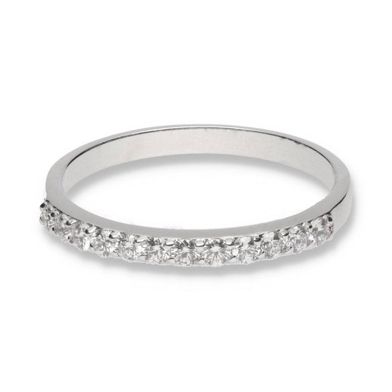 Media alianza oro blanco 9 quilates con diamantes