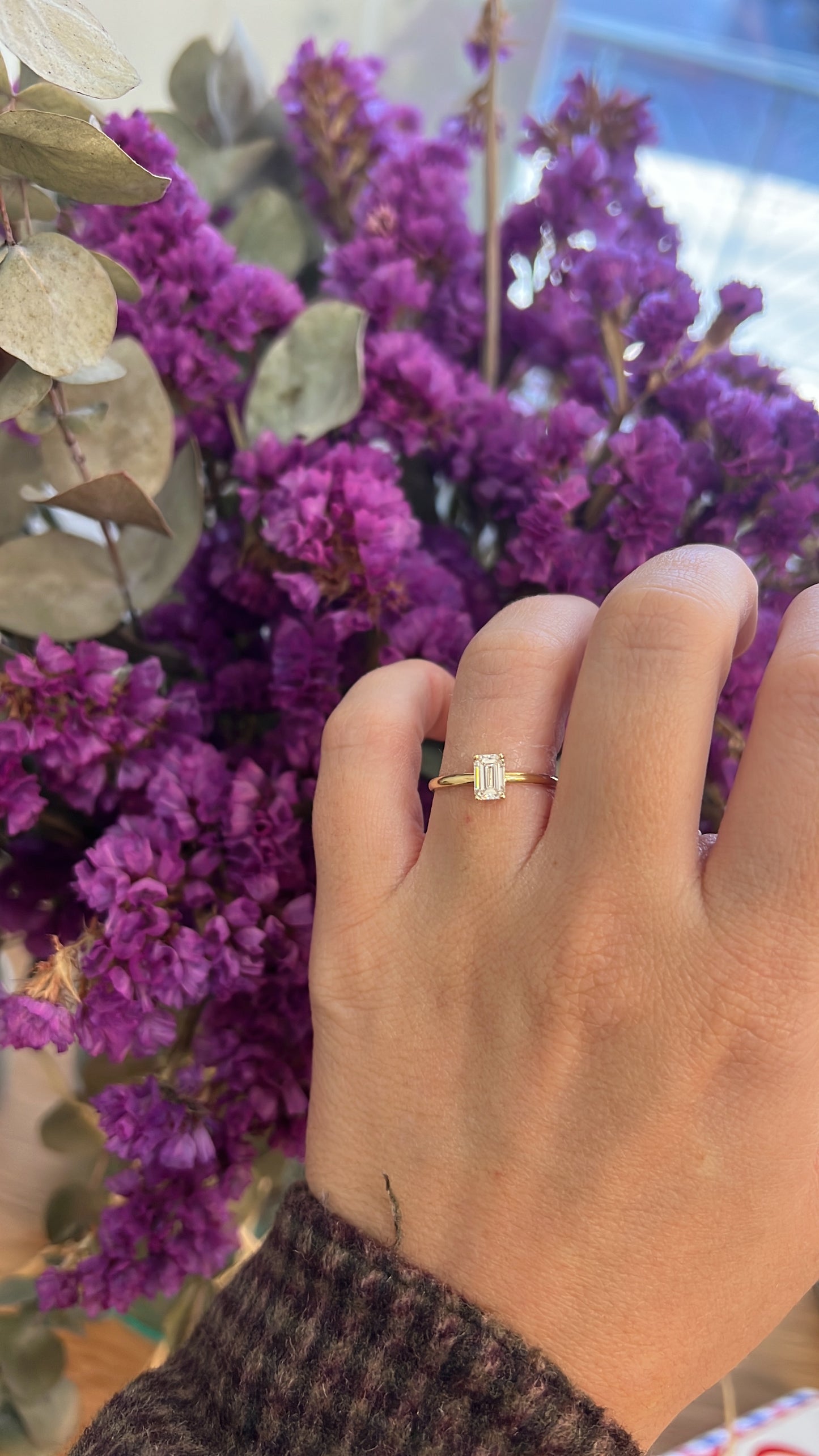 Solitario diamante talla octogonal