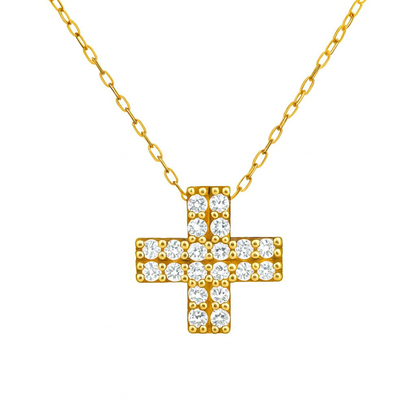 Colgante cruz doble con diamantes