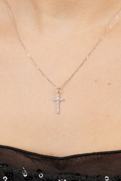 Colgante cruz en oro de 9 K y diamantes