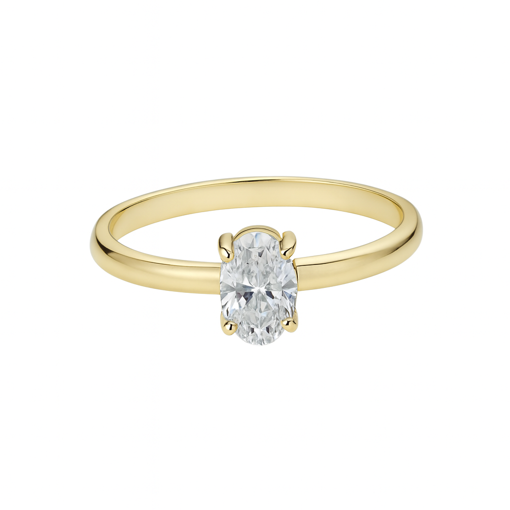 Solitario diamante talla oval