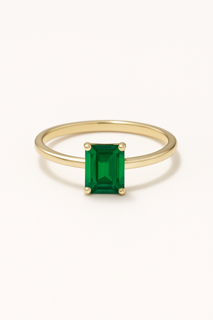 Solitario piedra de color talla octogono