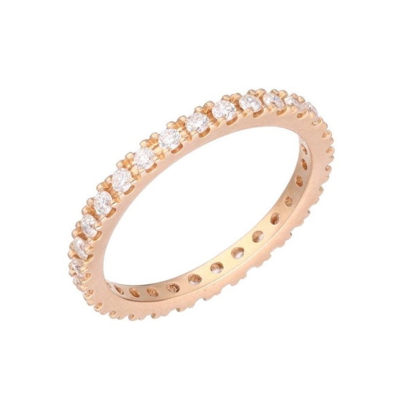 Alianza completa oro rosa 18 K con diamantes