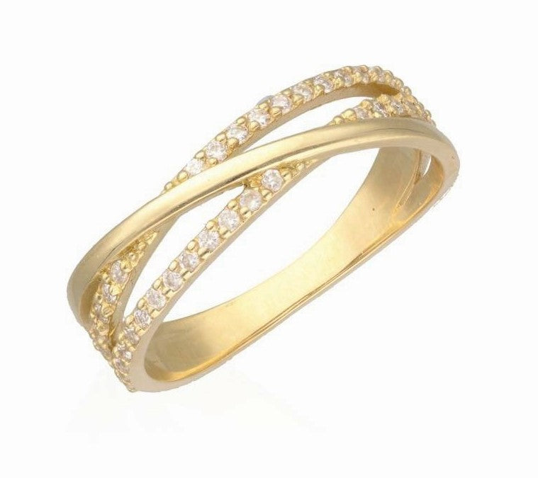 Anillo cruzado oro amarillo 18 K y  diamantes