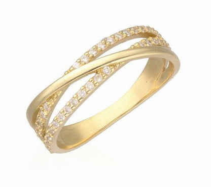 Anillo cruzado oro amarillo 18 K y  diamantes