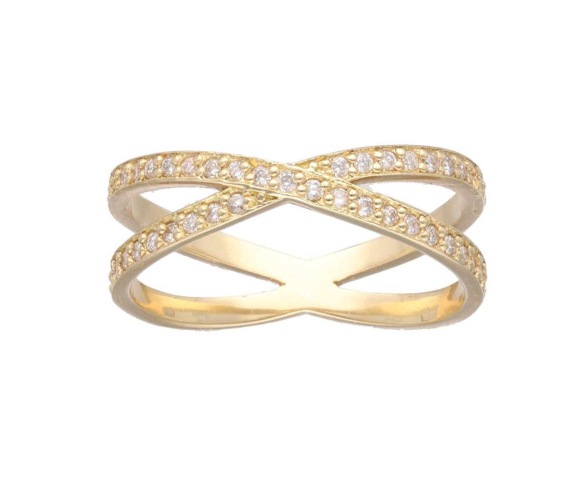 Anillo doble en oro amarillo de 18 K y diamantes
