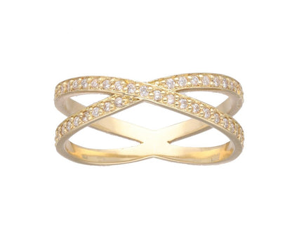 Anillo doble en oro amarillo de 18 K y diamantes