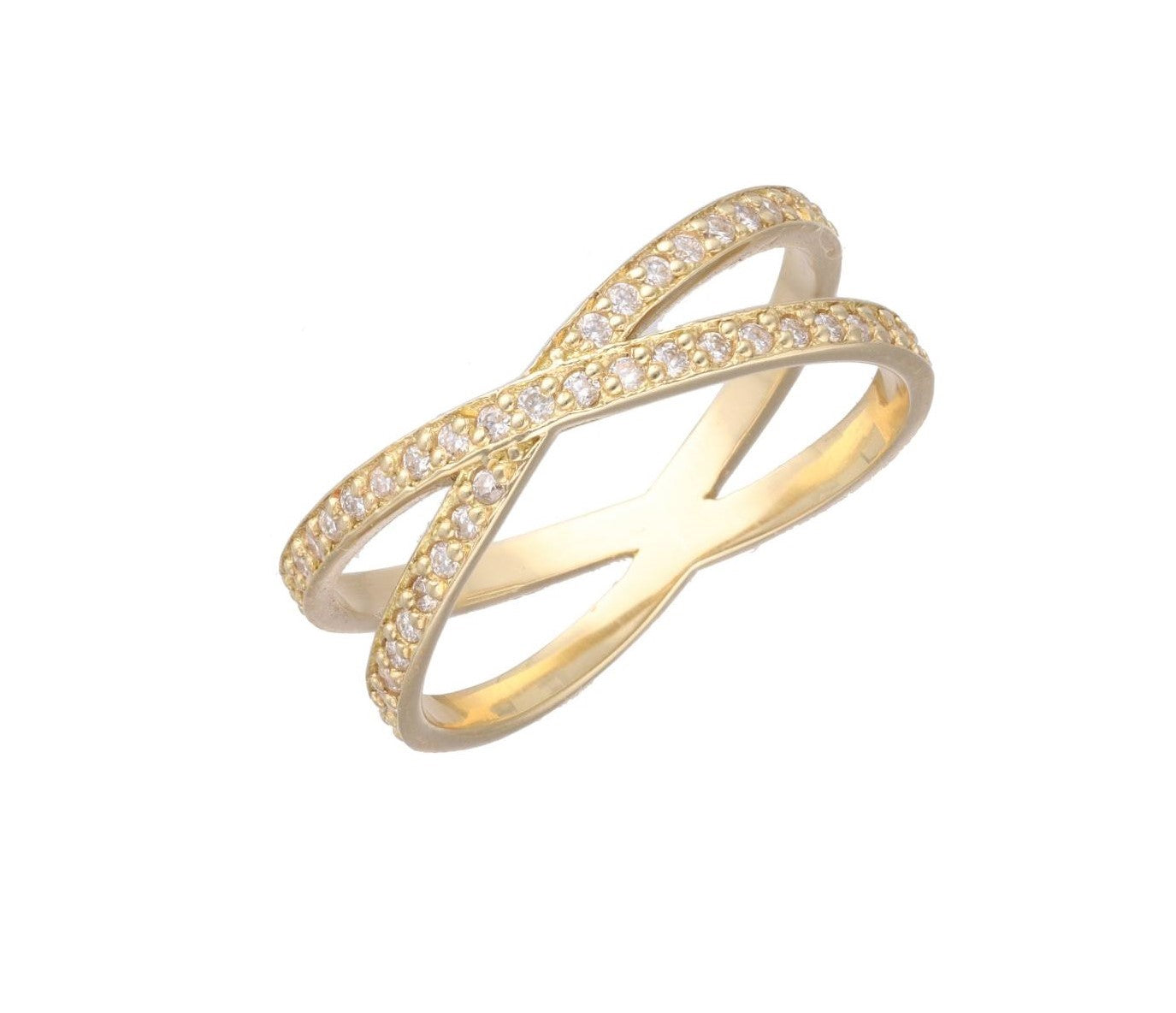 Anillo doble en oro amarillo de 18 K y diamantes