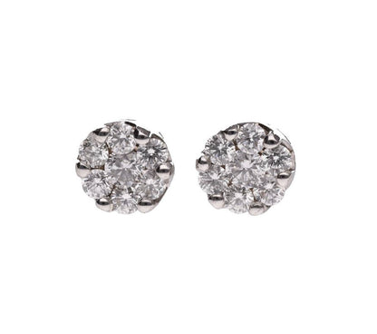 Par de pendientes invisible oro 9 Kilates con diamantes